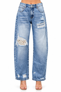 High Rise Crochet Barrel Jeans