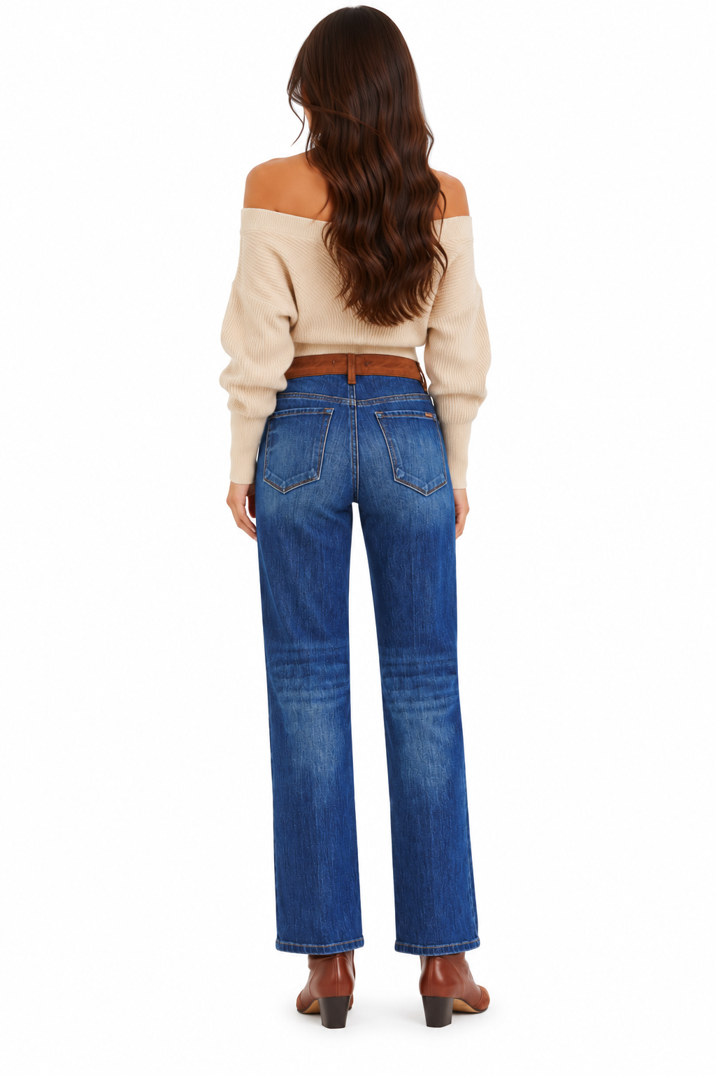 High Rise Suede Contrast jeans