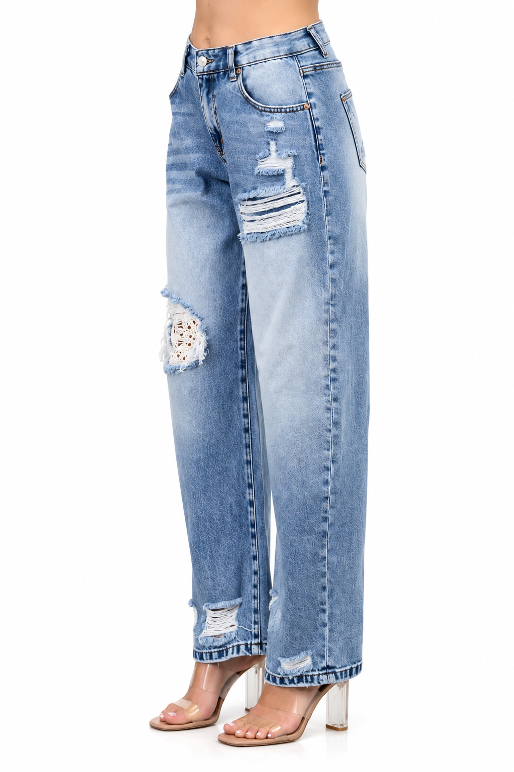 High Rise Crochet Barrel Jeans