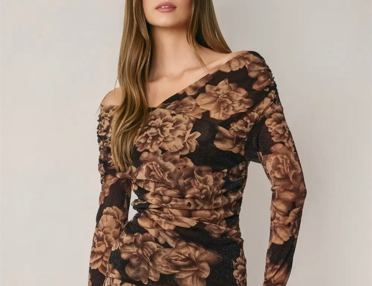 Shimmering Floral Off-the-Shoulder Top