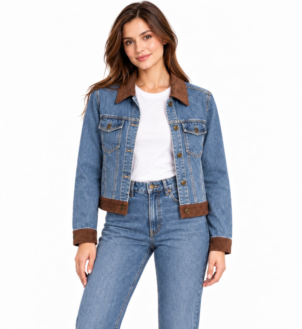 Suede Contrast Denim Jacket