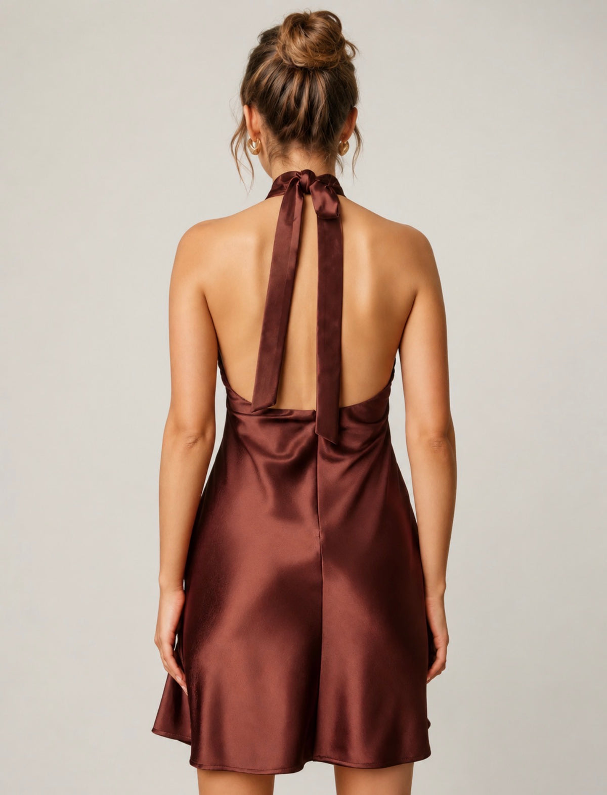 Satin Gold Halter Mini Dress