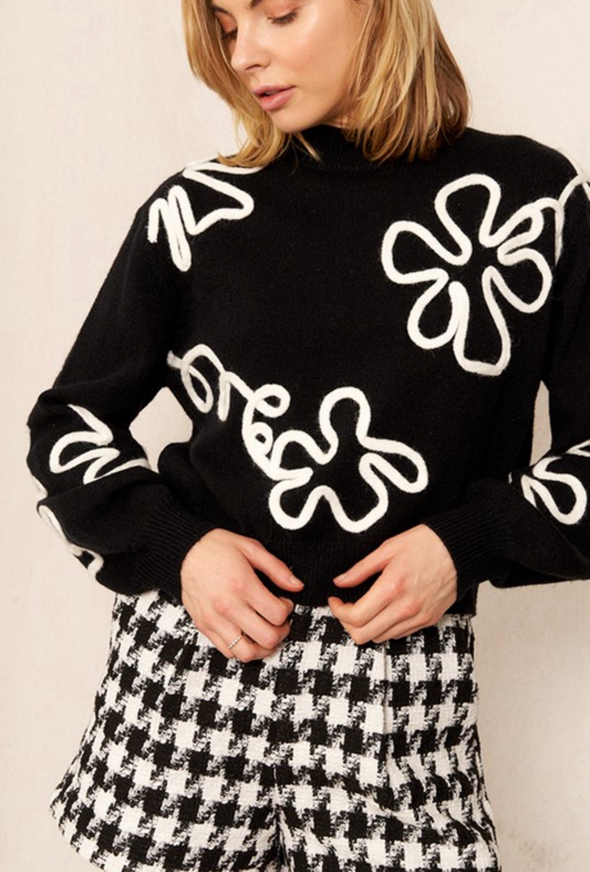 Floral Outline Sweater