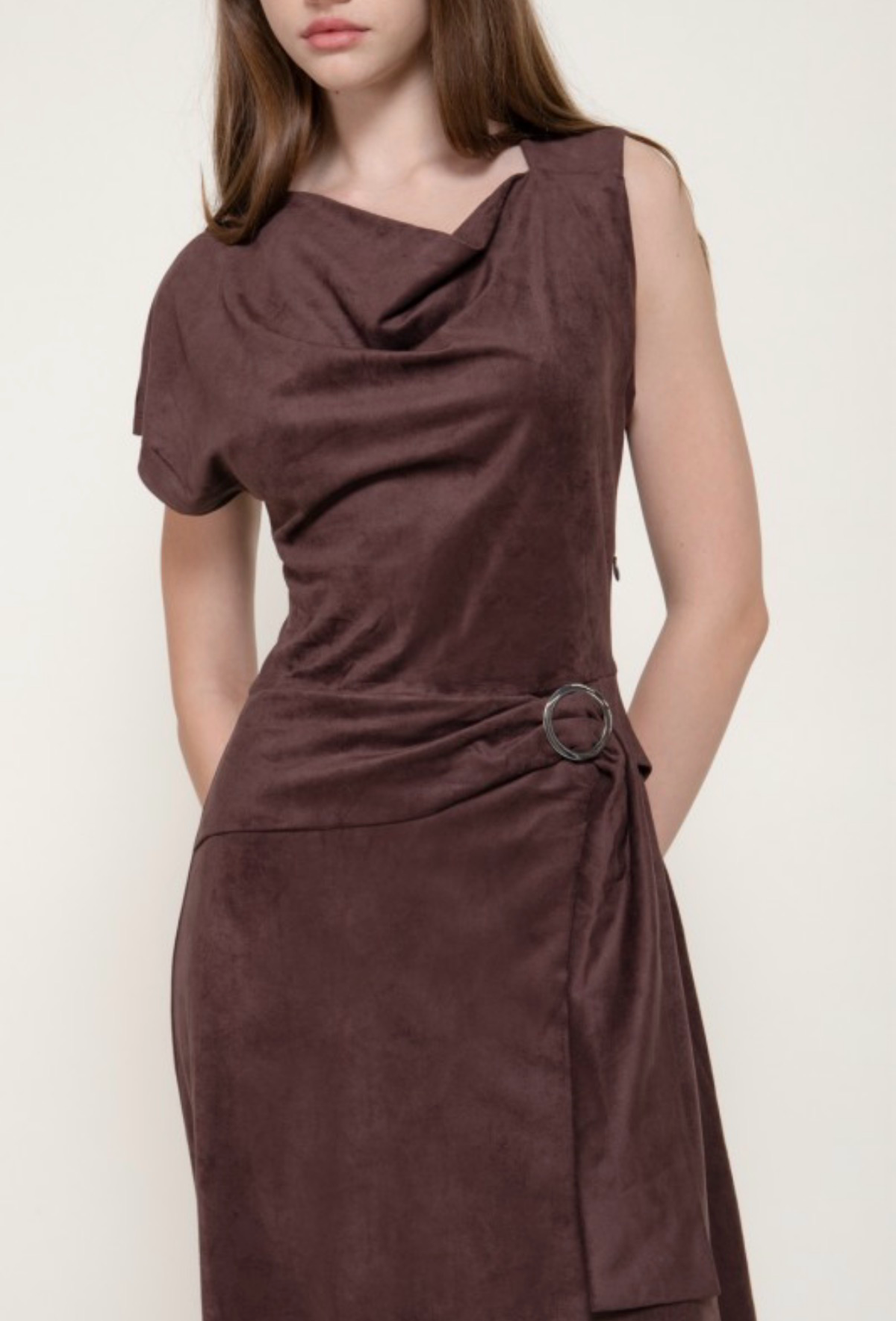 Asymmetrical Flowy Belted Dress