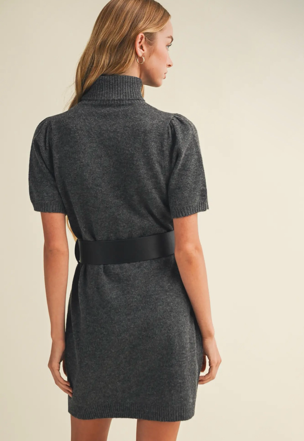 Turtleneck Heathered Knit Dress
